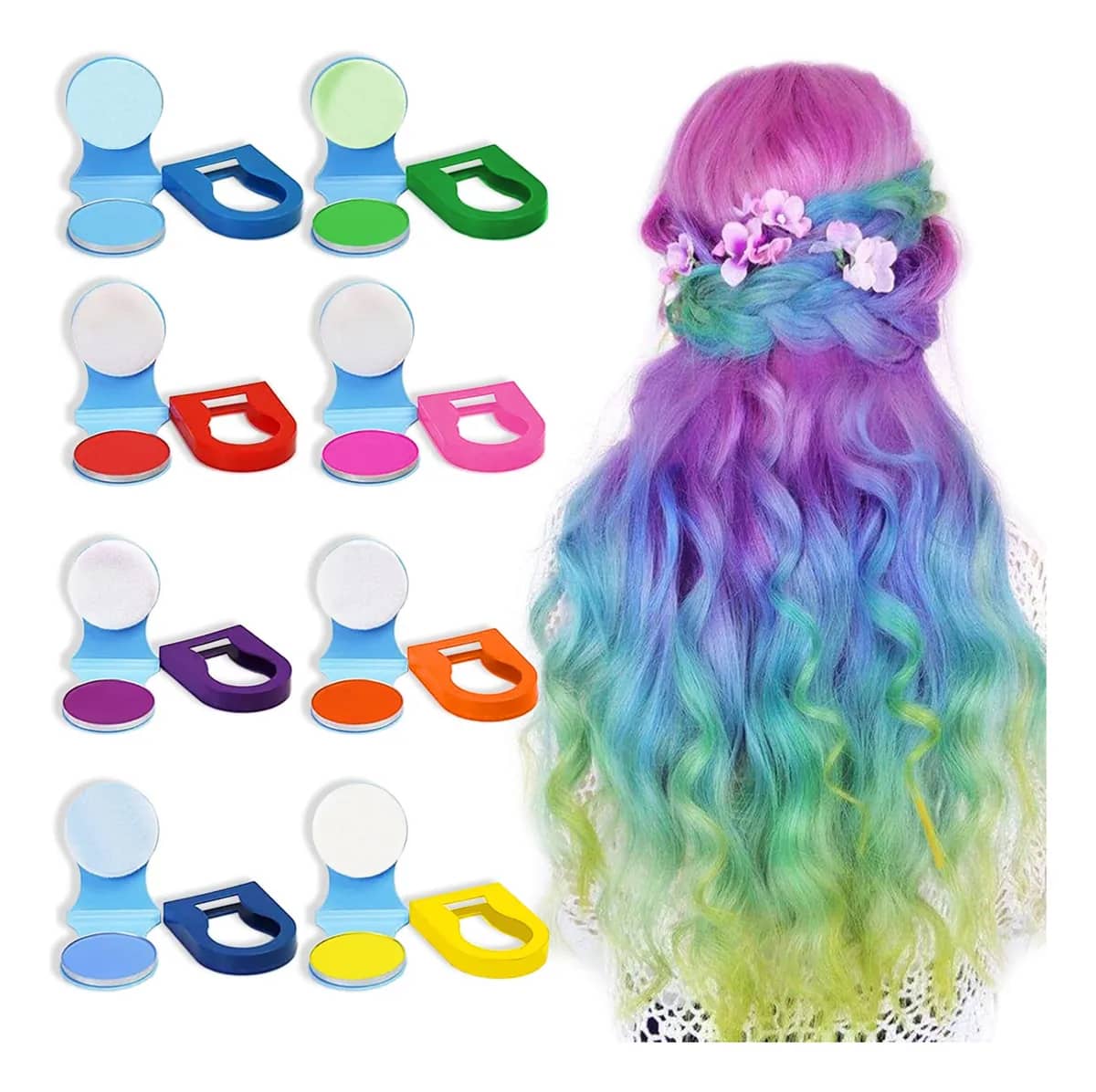 Kit de Tiza Temporal para Cabello x8 Colores – Color Lavable al Instante