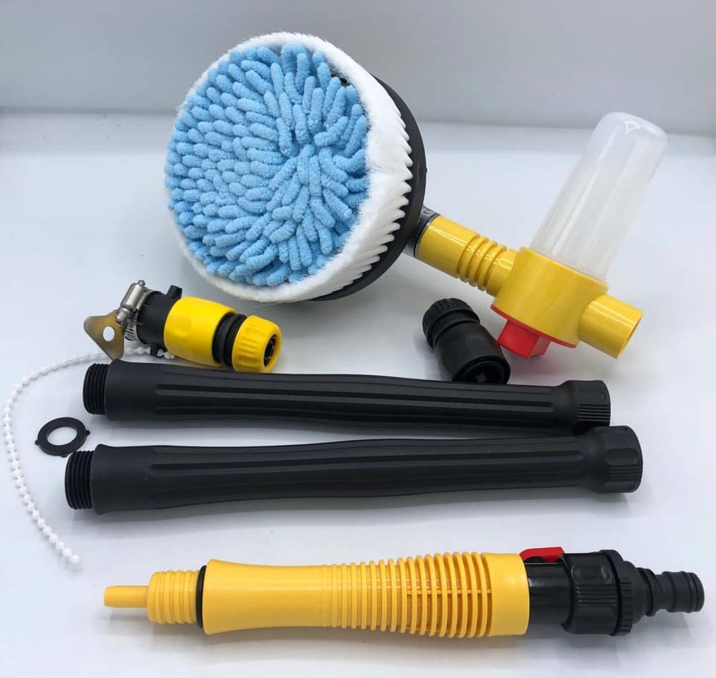 Cepillo Giratorio de Lavado a Presión con Dispensador de Jabón y Extensiones — imagen 1